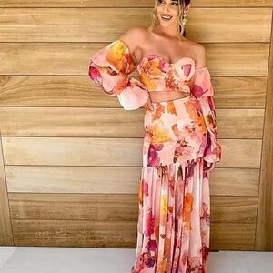 BNWT ASOS Luxe Floral Maxi Skirt with Slit